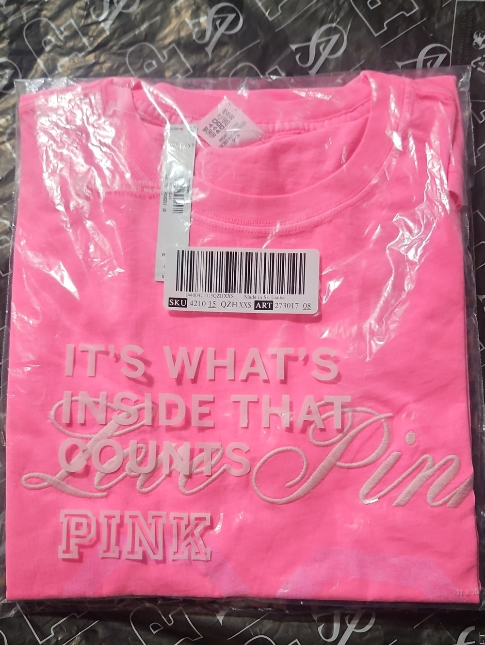 PINK By Victoria's Secret Cotton Campus Tee Neon Pink MSRP $36.95 NEW XXS